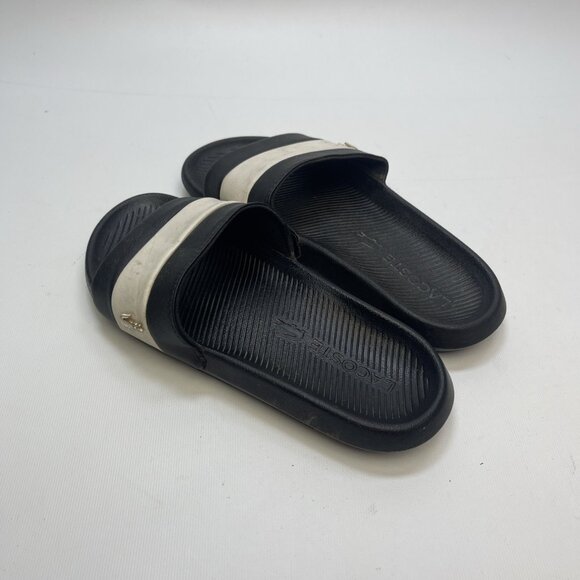 Lacoste Croco-Slide 120-3-US Wom Sz 7 US - Black / White Slip on Slides Sandals - Picture 3 of 16